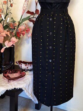 Preowned Mondi Vintage High-End Construction High Waist Wool Lined Midi Skirt 40